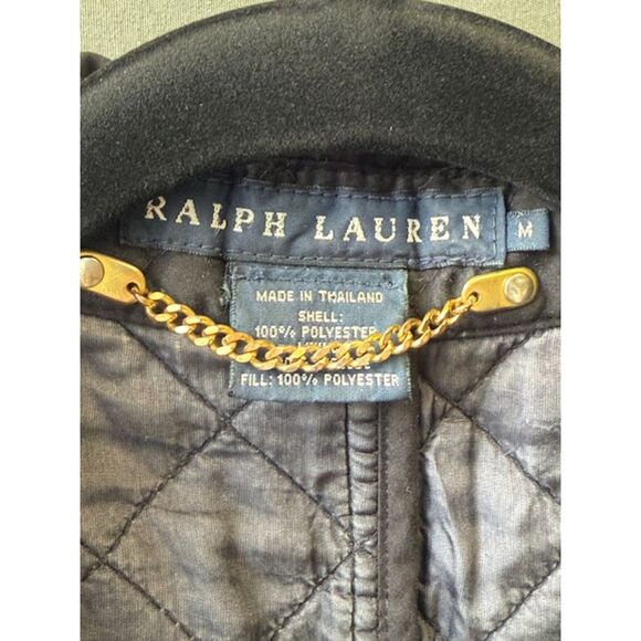 Ralph Lauren Quilted Barn Jacket Charcoal Dark Navy/Black Med Preppy Equestrian - Picture 5 of 7
